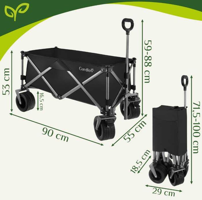 Wózek na Plażę i do Ogrodu 150L 200kg udźwig MOCNY transporter