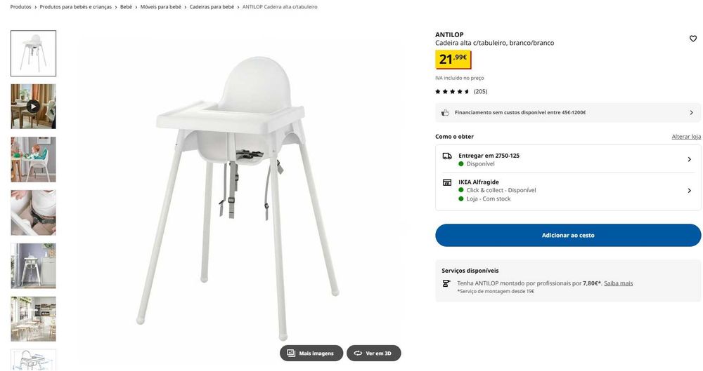 Cadeira Refeição Antilop Ikea (inclui tabuleiro)