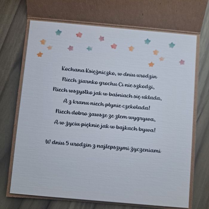Personalizowana kartka na 5, 4, 3, 2 urodziny z królewną