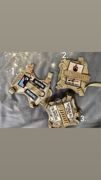 Военная шлейка для собак с шевронами