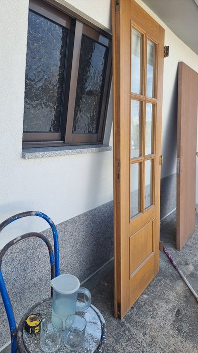 Porta carvalho c vidro