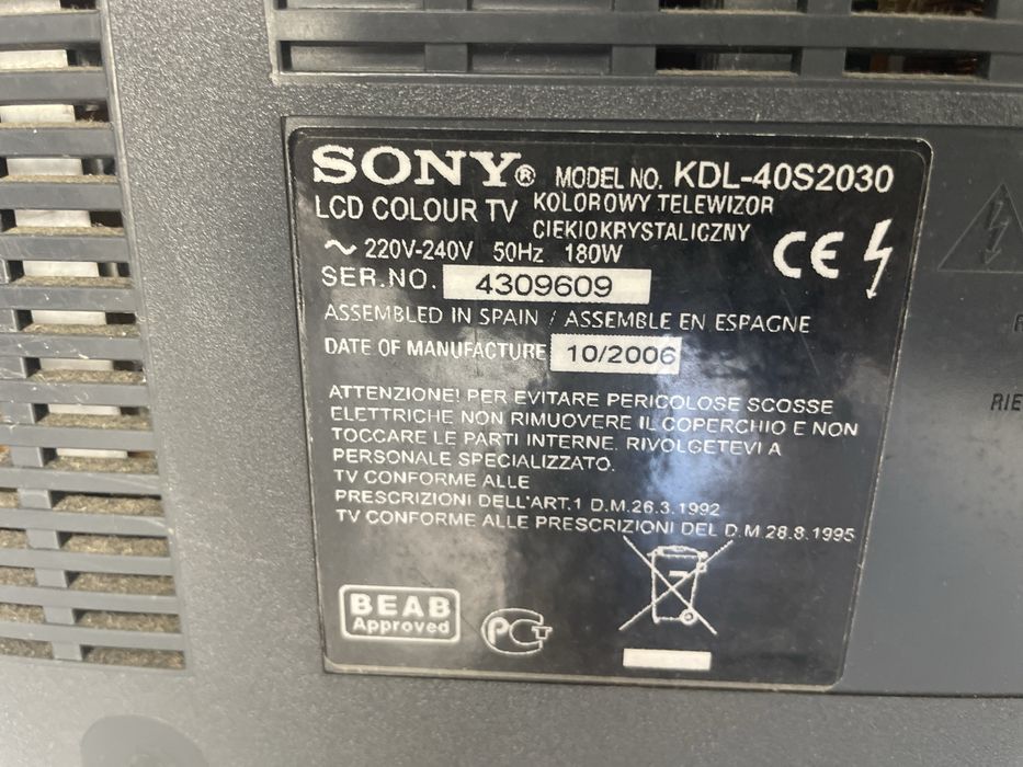 TV Sony Bravia KDL-40S2030