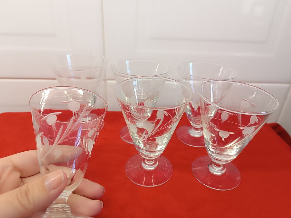 Conjunto 6 Copos Cristal Antigo. 10 cm