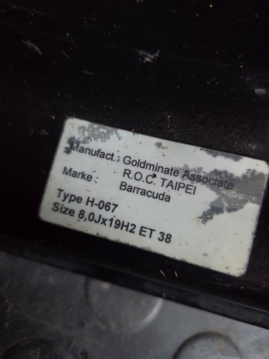 Felgi Aluminiowe 5x114,3 8Jx19 ET38 Barracuda Honda Toyota Nissan