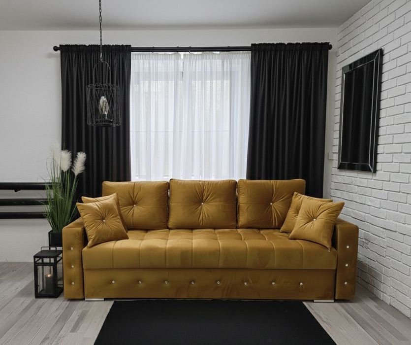 Kanapa sofa Samara styl glamour guziki pikowania rozkladana