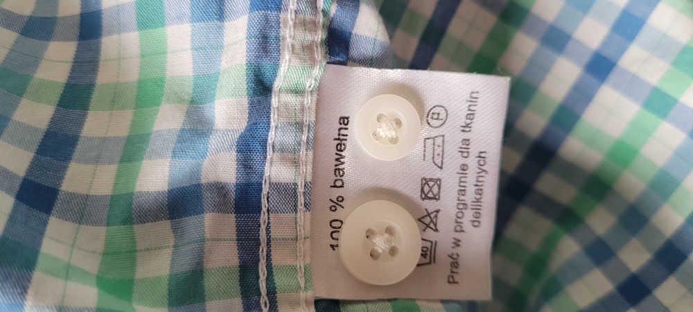Niebiesko zielona męska koszula kratka  bawełna Luciano, rozM
