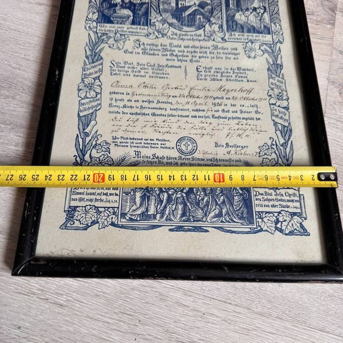Zabytkowe świadectwo konfirmacji 1926 r. – Hermannsburg, piękna grafika