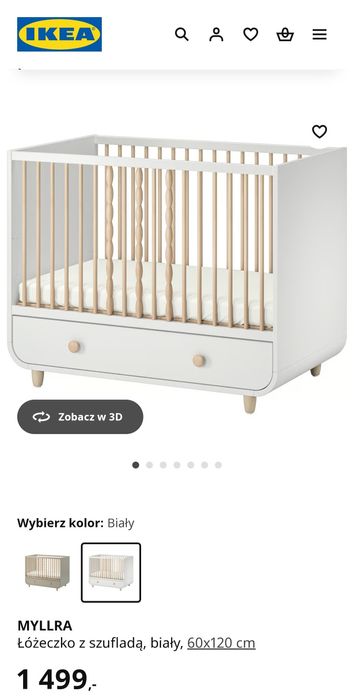 MYLLRA Łóżeczko dziecięce z szufladą, biały, 60x120 cm
Łóżeczko z szuf