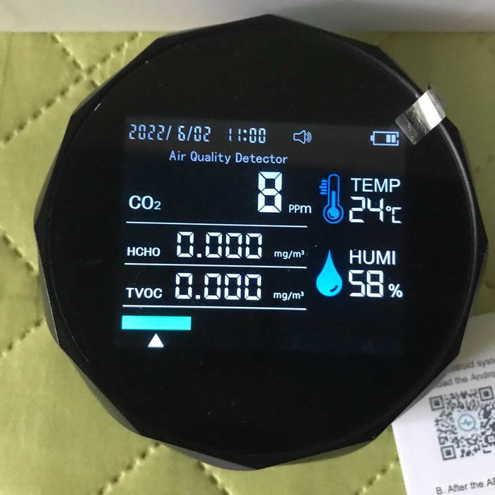 Детектор якості повітря + термогігрометр "DEXT Black", модель ZN-2C016 з Bluetooth додатком. Сток