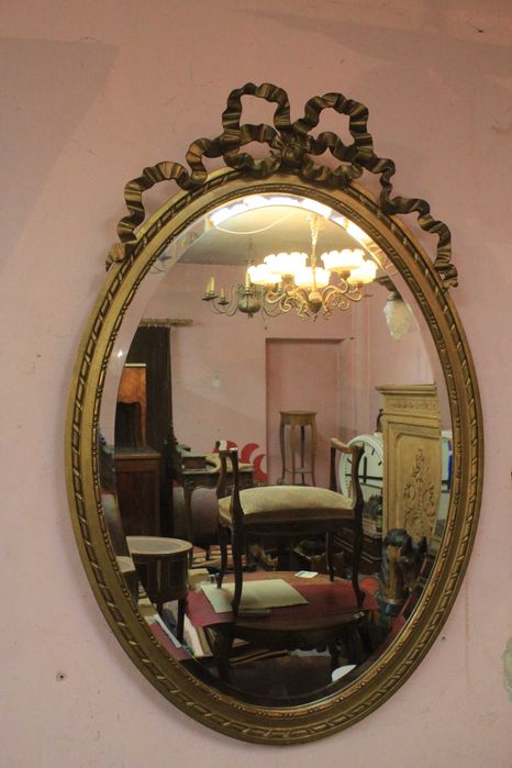 Ludwikowskie owalne lustro z kokardą - Gryfino