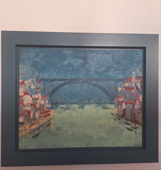 Quadro a óleo Ponte/ emoldurado