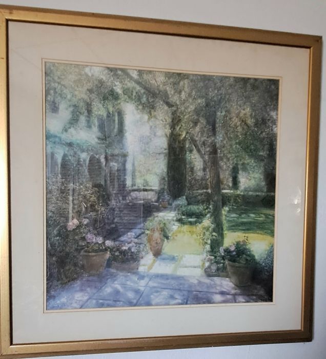 Quadro muito grande decorativo com impressão jardim 83x83cm