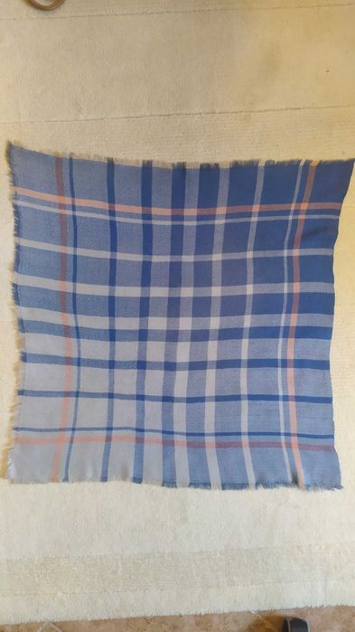 chustka wełniana niebieska w kratę