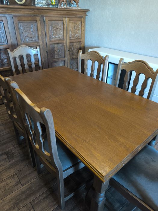 Stół dębowy + 6 krzeseł