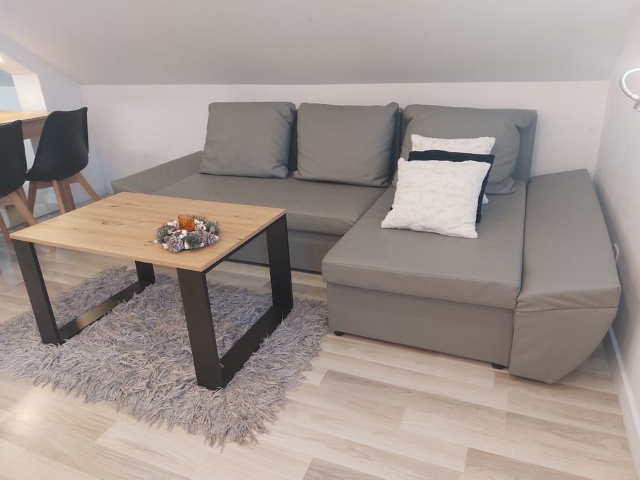 -50% Piękny Narożnik w SUPER cenie sofa z funkcją spania eko SKÓRA