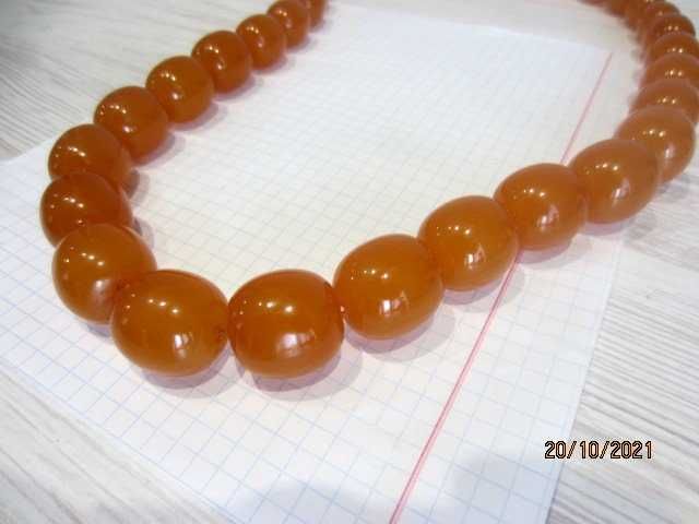 Бусы янтарь натуральный медовый винтажные крупные 130гр