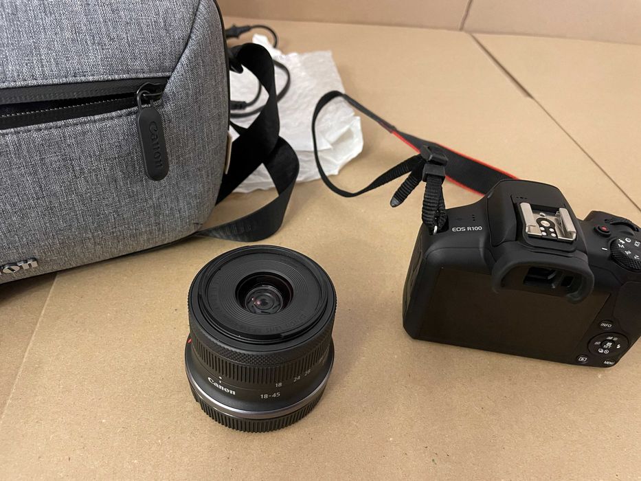 Canon EOS R100 + RF-S 18-45 mm f/4.5-6.3 IS STM + Torba NOWY Gwarancja