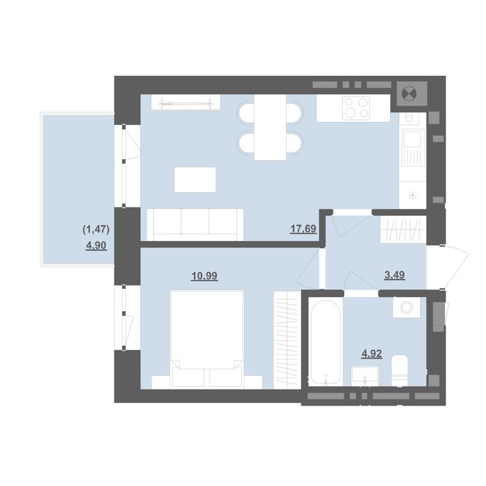 1-комнатная квартира по адресу ул. Грушевського (площадь 38,6 м²) - Atlanta.ua - фото 5