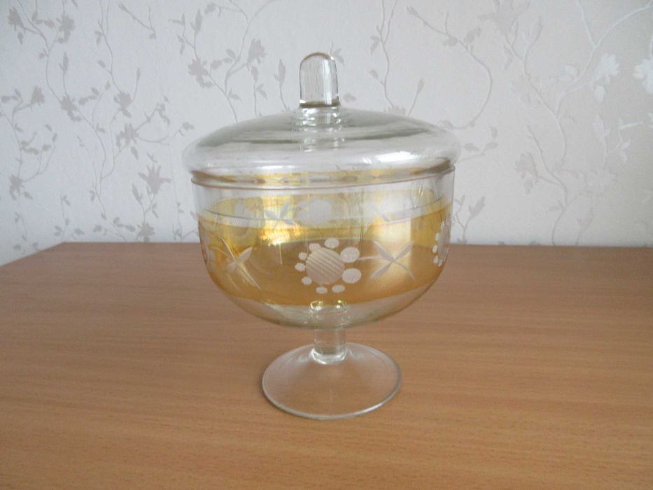 Cukiernica bomboniera szklana vintage retro PRL