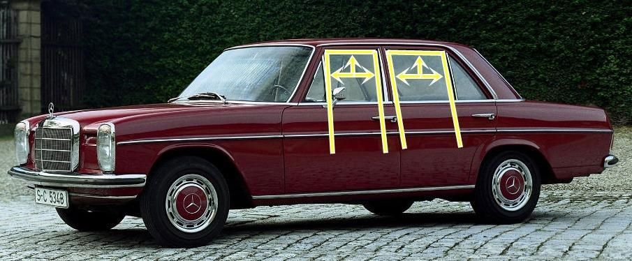 prowadnica szyby drzwi mercedes w115 w114 oryginal