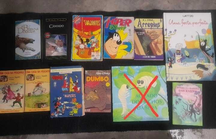 Vários livros infantis, romances,  receitas, saúde e bem estar