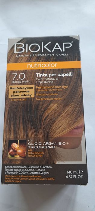 Nowa Farba Trwała BIOKAP Nutricolor 7.0 Średni Blond Naturalna  Bez Amoniaku