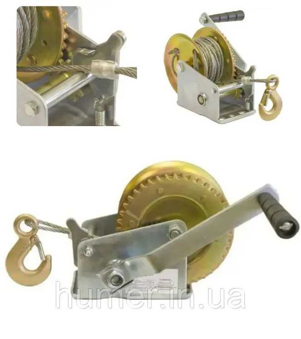 Лебідка барабанна ручна LiftTools 450 кг | 8 м | трос 4,2 мм