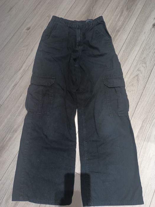 Spodnie dziewczęce cargo czarne 158