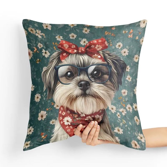 Poduszka z psem - Shih Tzu z Kokardką