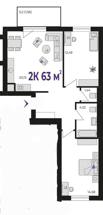 2-кімнатна квартира в ЖК Wawel, поруч ТЦ Велес