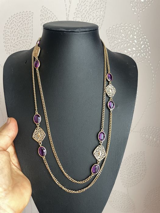 Sarah Coventry вінтажне кольє сотуар фіолетове золотисте американський