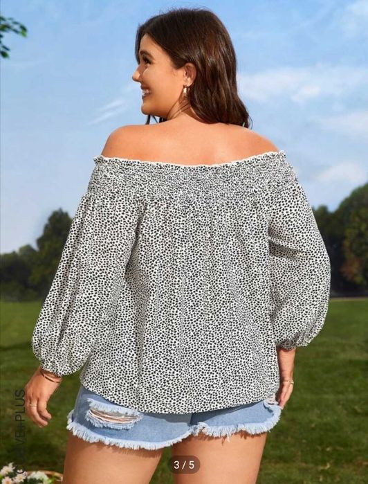 Blusa c/ manga em lanterna, Preta + Branca, Tam  2XL/48 (Nova)