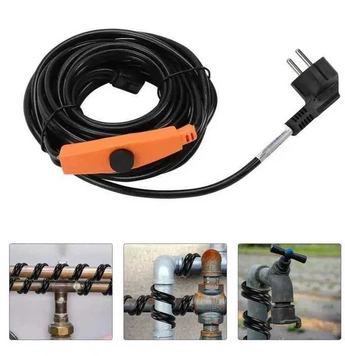 Kabel grzejny, przewód grzewczy do rur + termostat KERBL 1 m