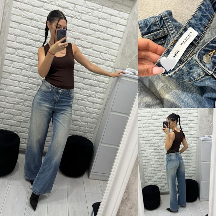 Джинси широкі труби bershka