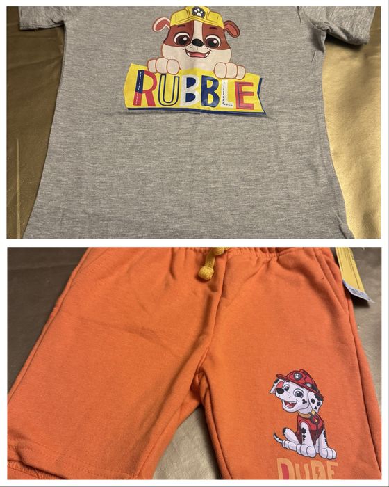 Nowy komplet bluzka t-shirt rubble  spodenki marshal psi patrol 122/128