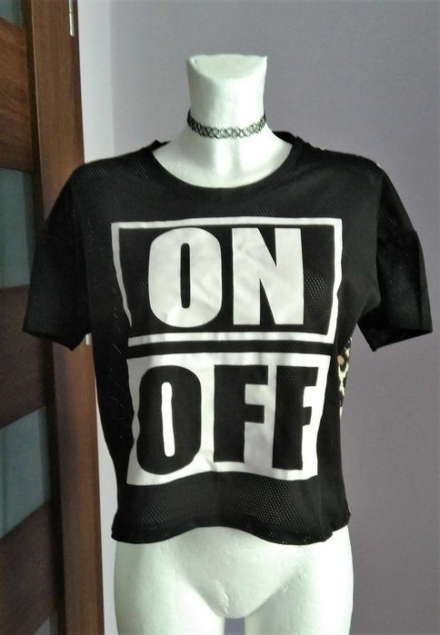 Czarny top siatka ONOFF panterka emo punk rock alternatywka streetwear