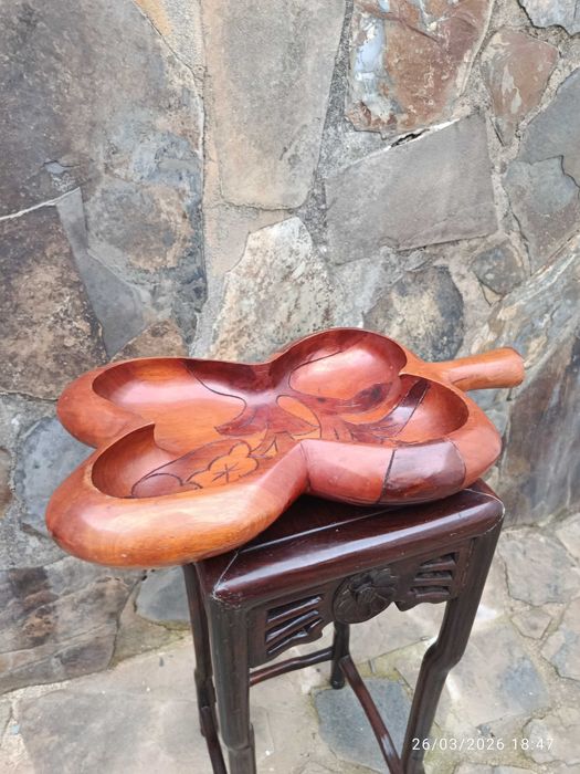 Fruteiro Centro de Mesa Madeira Maciça Exótica Pau Rosa 39 cm