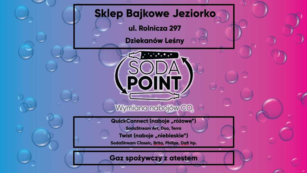 Sodastream Dziekanów, ul. Rolnicza 297 Wymiana nabojów CO2