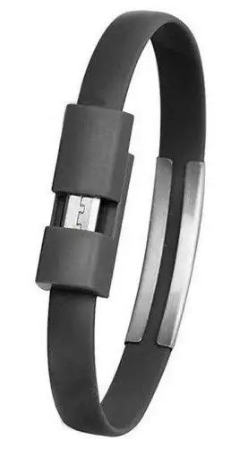 Браслет USB to MicroUSB, длина 20 сантиметров, цвет черный. Новый. В н