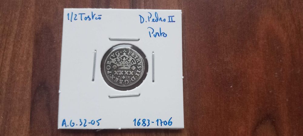Moeda 1/2 Tostão D.  Pedro II  - Porto