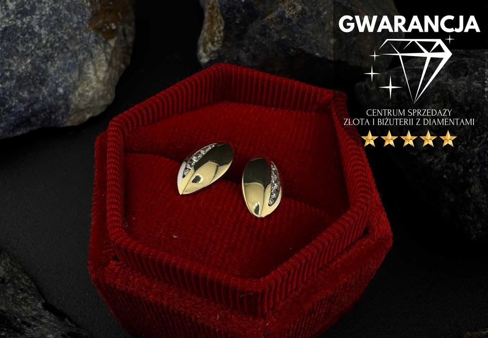 Złot Kolczyki Listki | JAK NOWE | 585 | 1.99g (S)