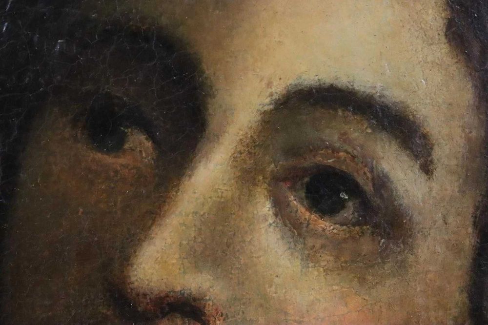 Kobieta przy wieczerzy, stary obraz XVII/XVIII wiek