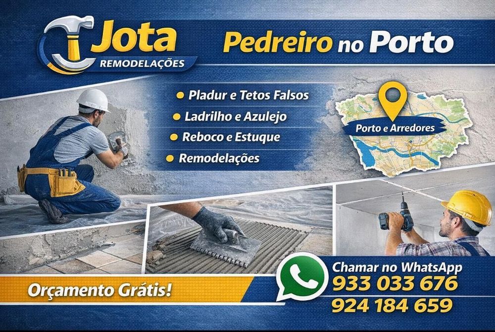 Pedreiro no Porto – Pladur, Ladrilho, Reboco e Remodelações.