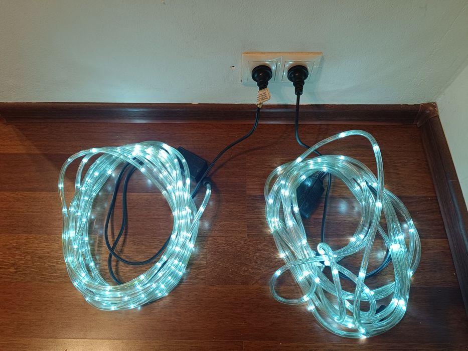 2x łańcuch wąż LED 10m biały IP44 (cena za zestaw)