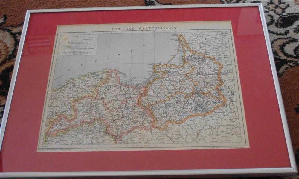 Prusy Wschodnie i zachodnie - Polska oryginalna XIX w. mapa