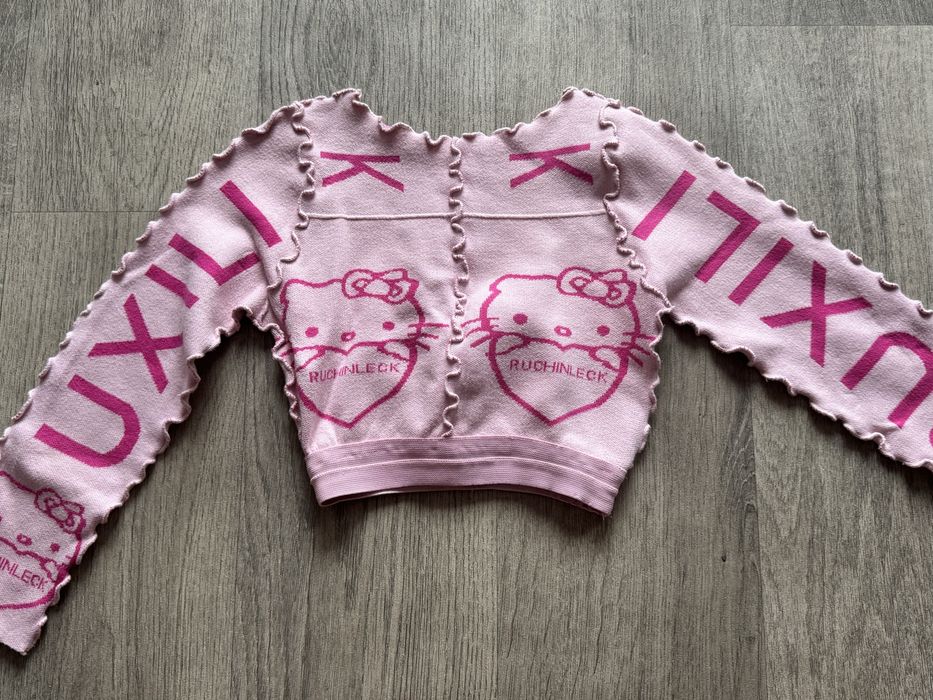 Кроп топ рожевий з принтом Hello Kitty