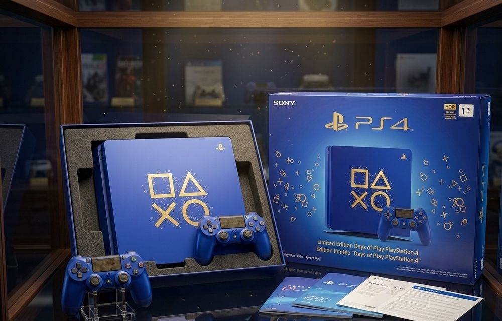 PS4 Edição Limitada Days of Play (Azul) Completa na Caixa + 2 Comandos