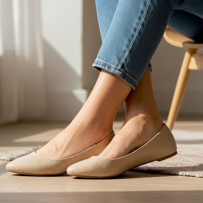 Baleriny damskie płaski obcas casualowe beżowe balerinki 6489 rozm. 41