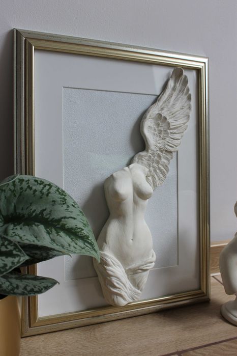Obraz Płaskorzeźba Kobieta Anioł Rama 3D Antyczna Rzeźba Grecka Glamour