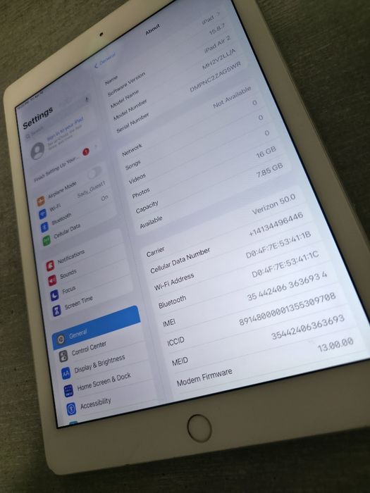 iPad Air 2. 16 гігабайт. Silver. Сім карта LTE.Без обмежень. Гарантія